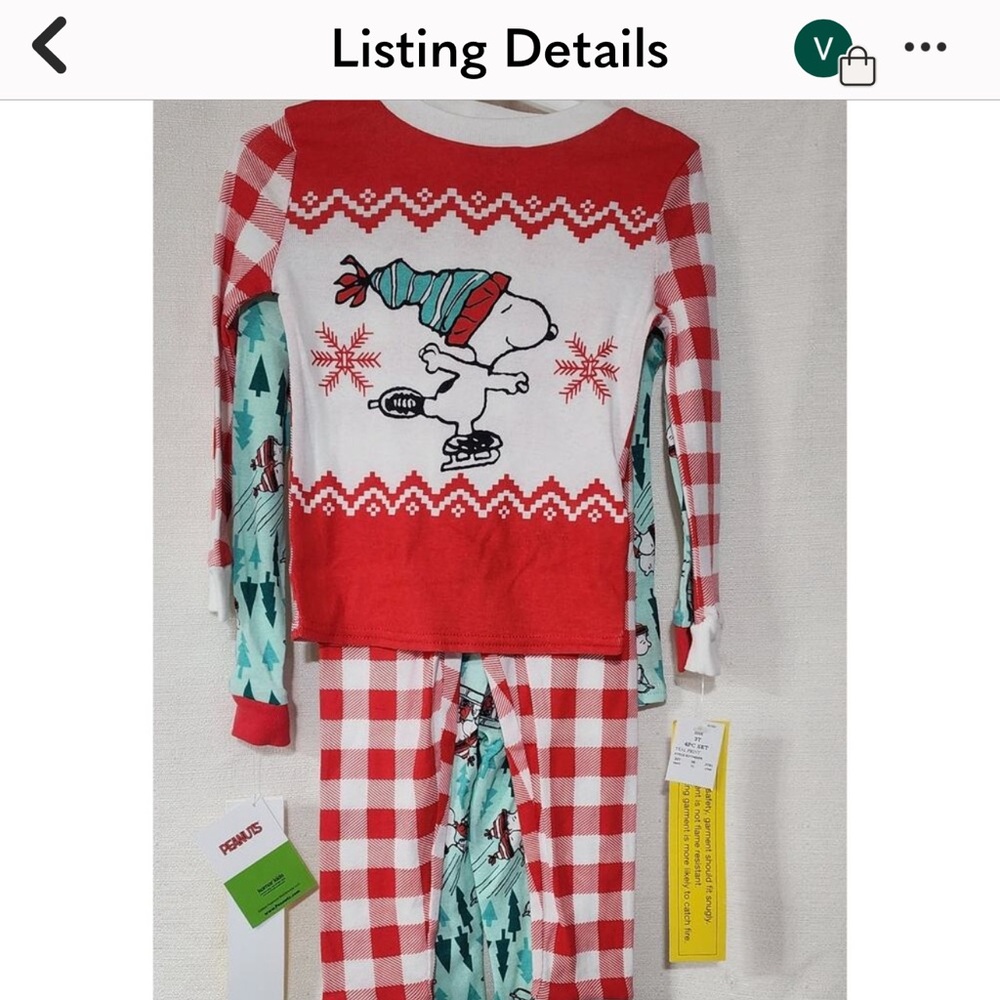 2 nwt Sz 2t snoopy peanuts Christmas pajamas cotton